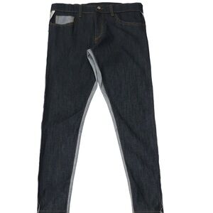 1 - Golden denim raw edge two tone pants